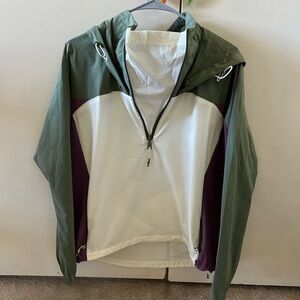 Polo by Ralph Lauren Olive Green, White & Plum Colorblock Windbreaker Jacket